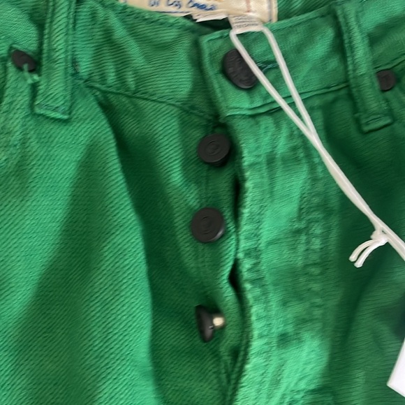 NWT Free People SR vs. Sandrine Rose women 27 green cotton/flax jeans very soft - Picture 4 of 11